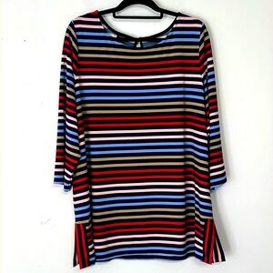 🌞 Talbots colorful long sleeve keyhole back striped dress women plus size 18W
